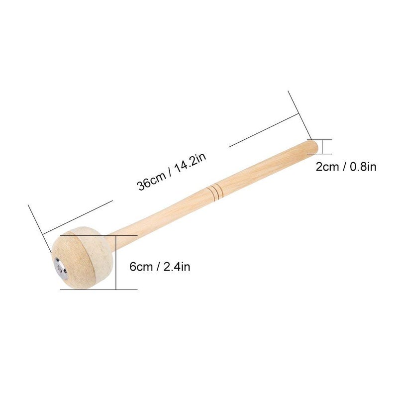 Dilwe Drum Mallet, Wool Felt Drum Stick Anti-slip Bass Drum Mallet Stick Indispensable Instrument Band Accessory (2Pcs) Beige - Image 3